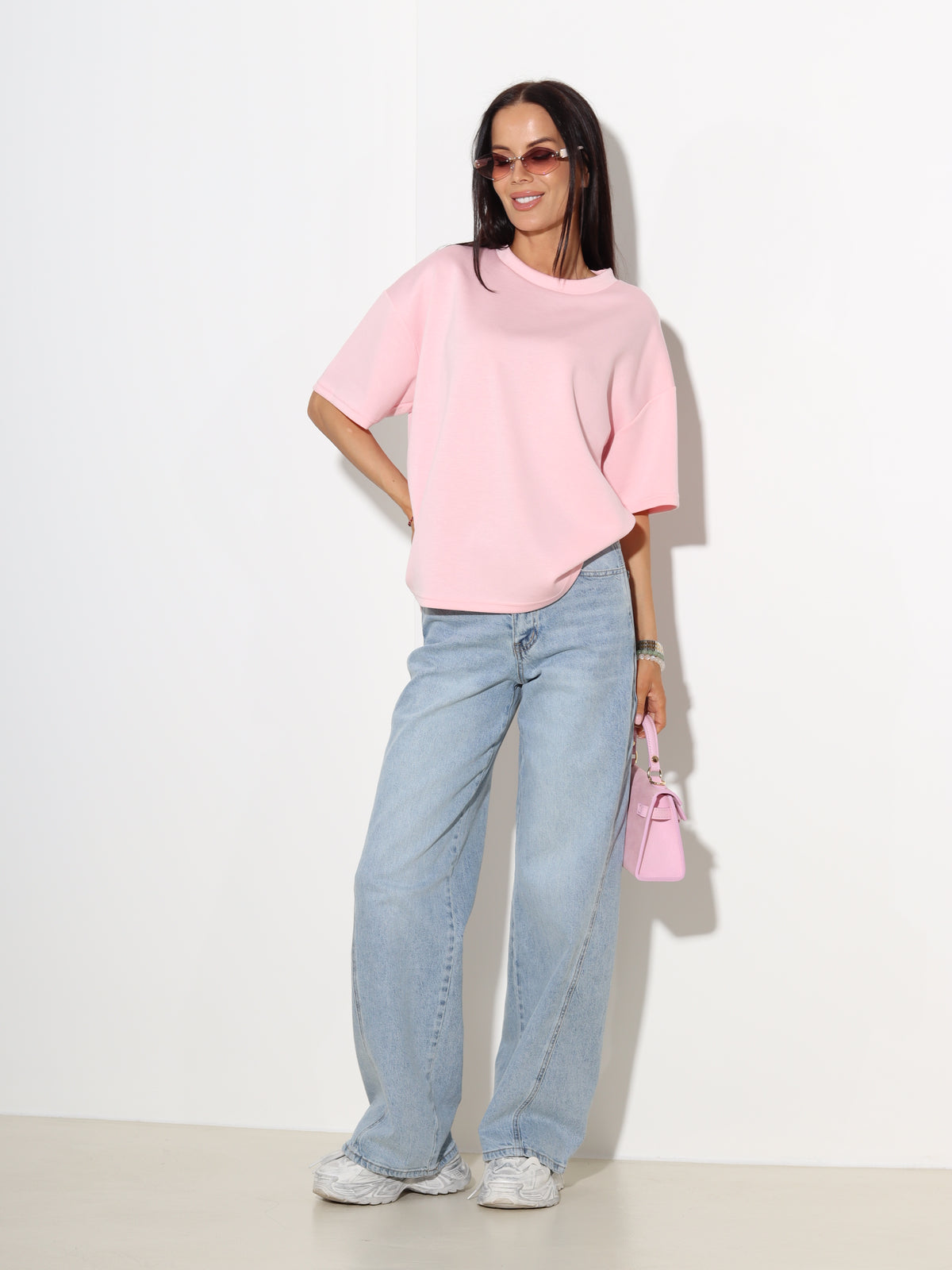 Rozā 'over size' mīksta auduma tops - 19303