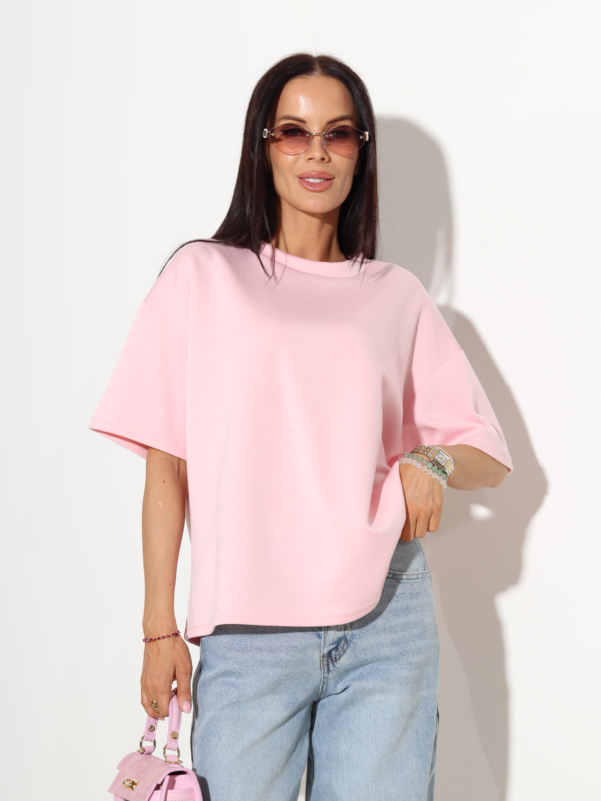 Rozā 'over size' mīksta auduma tops - 19303