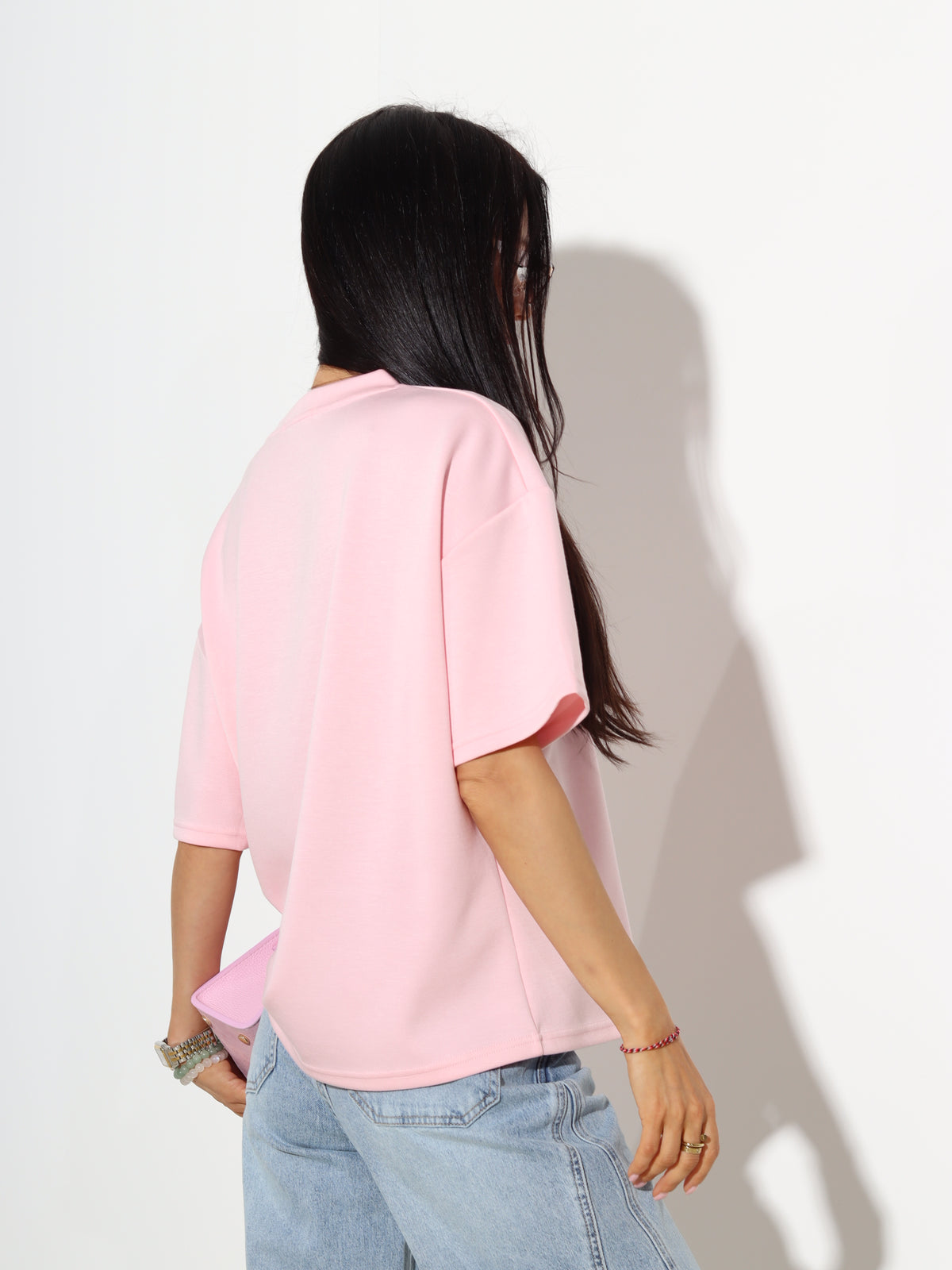 Rozā 'over size' mīksta auduma tops - 19303
