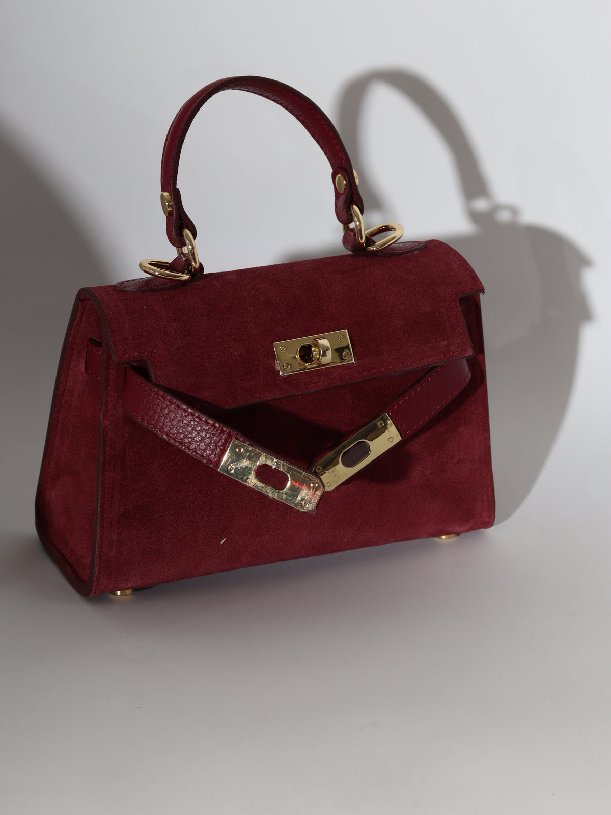 Bordo zamšādas soma "Mini klasika" - 18363