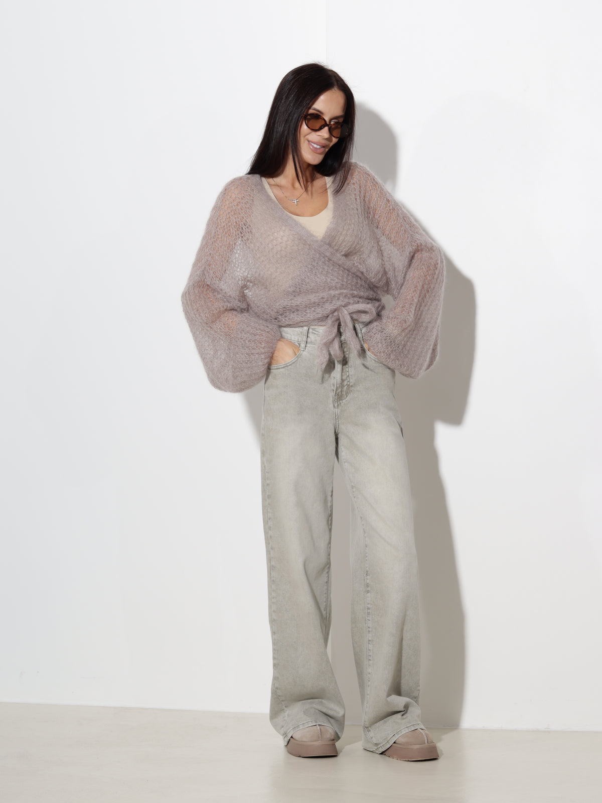Taupe jaka, mohēra 'Wrap efekta' - 21400