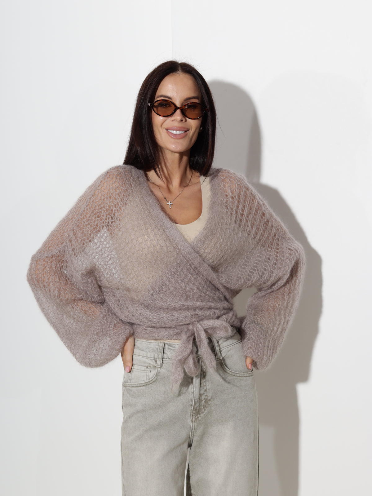 Taupe jaka, mohēra 'Wrap efekta' - 21400