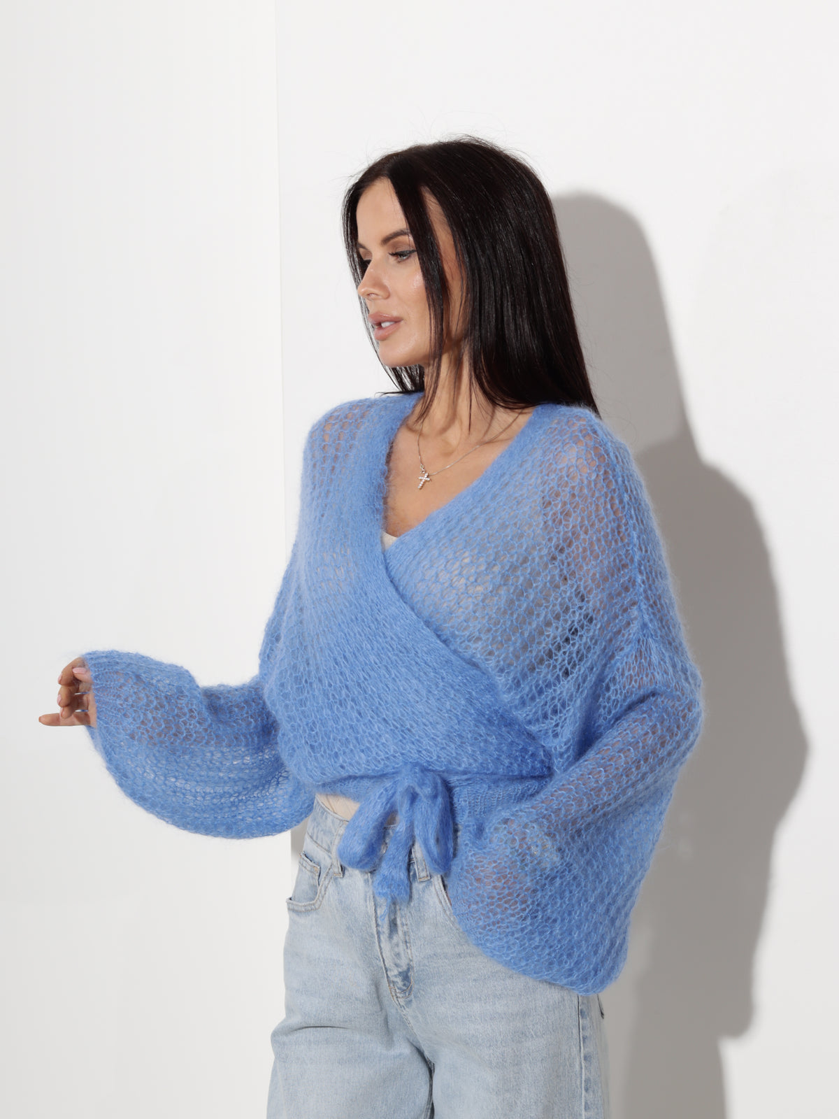 Zila jaka, mohēra 'Wrap efekta' - 21399