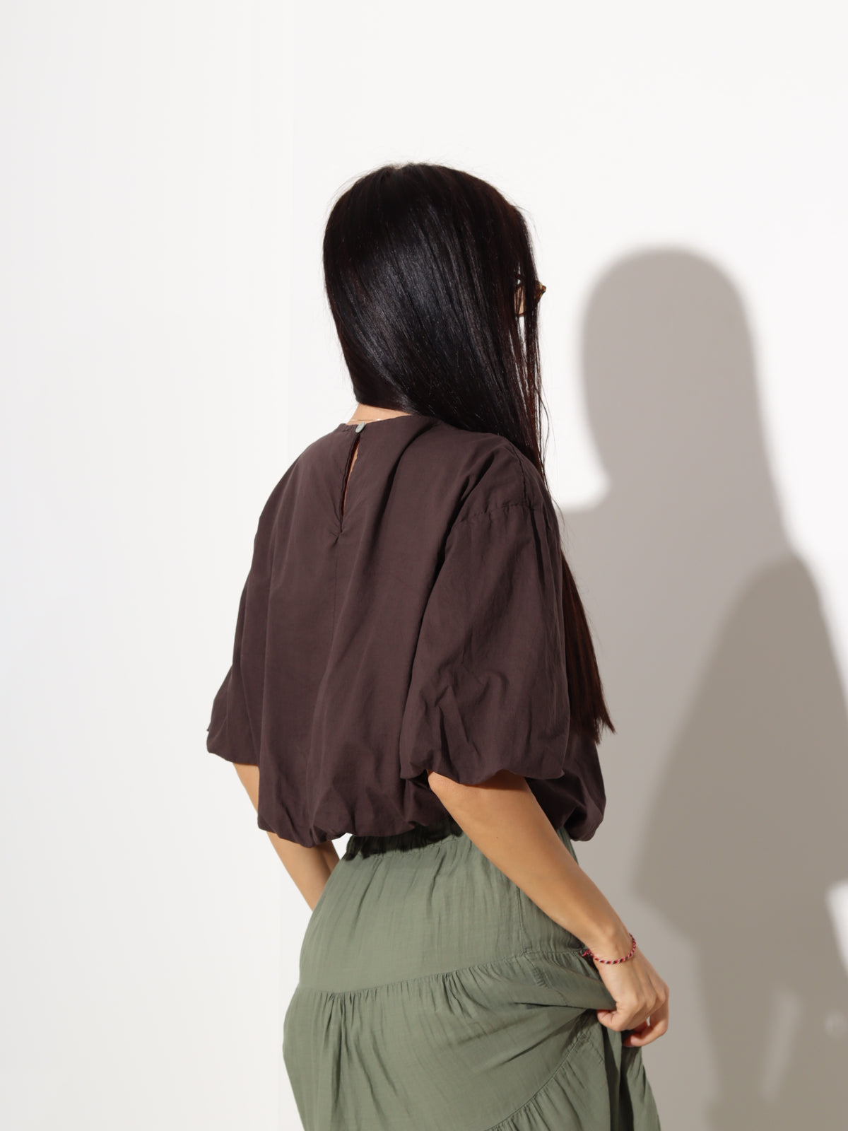 Brūns/šoko balontipa tops, boho stilā - 20164