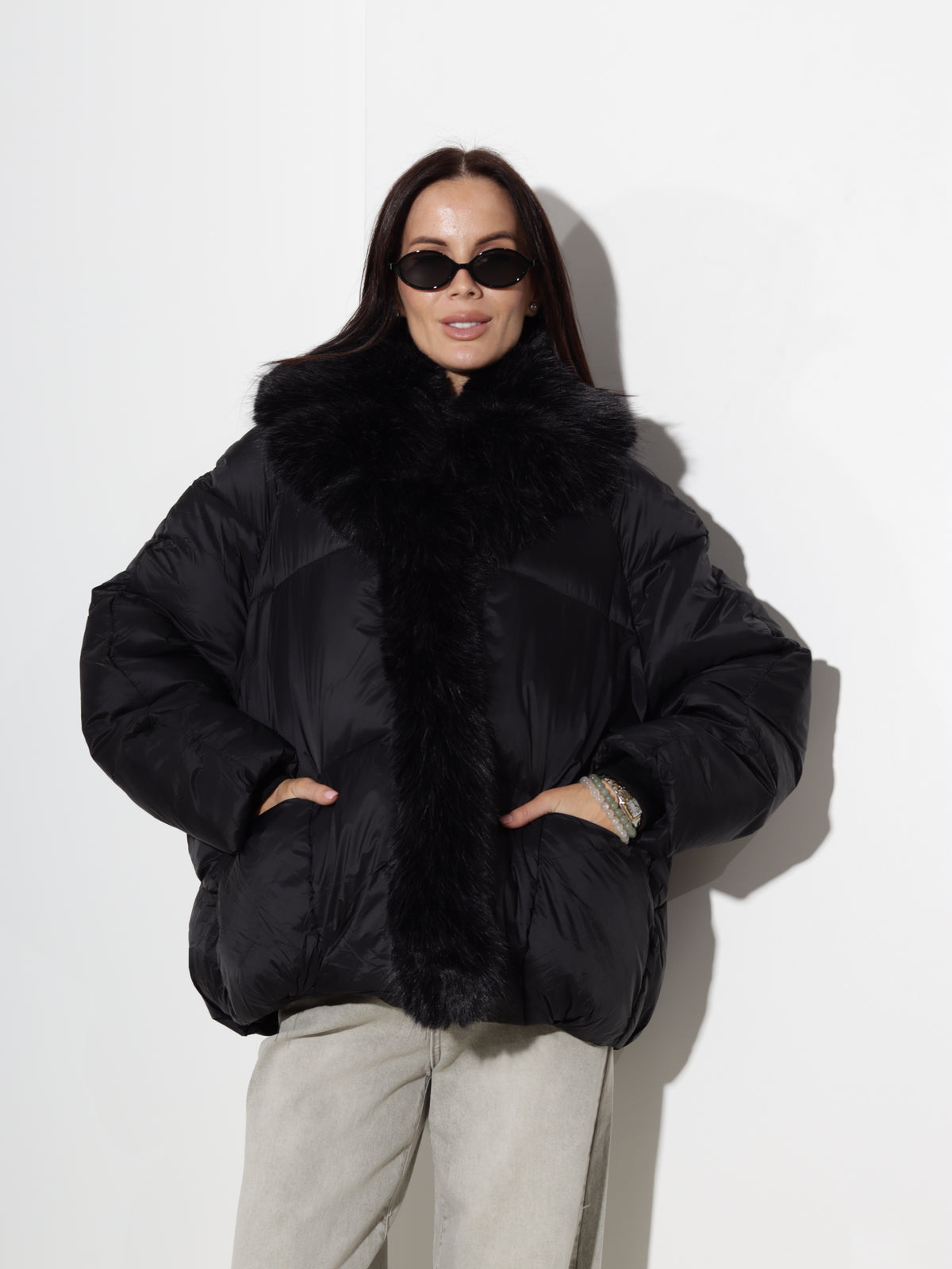 Melna oversize virsjaka ar pūku- 21479