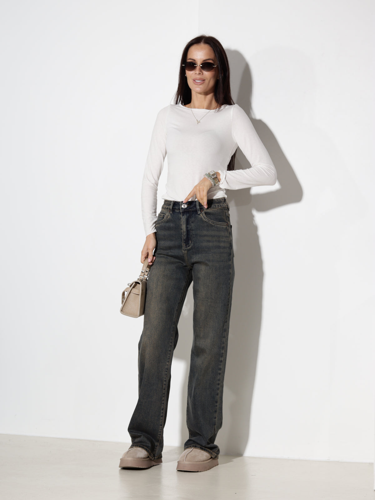 T. zilas+zaļganas džinsu bikses "Wide leg"- 21484