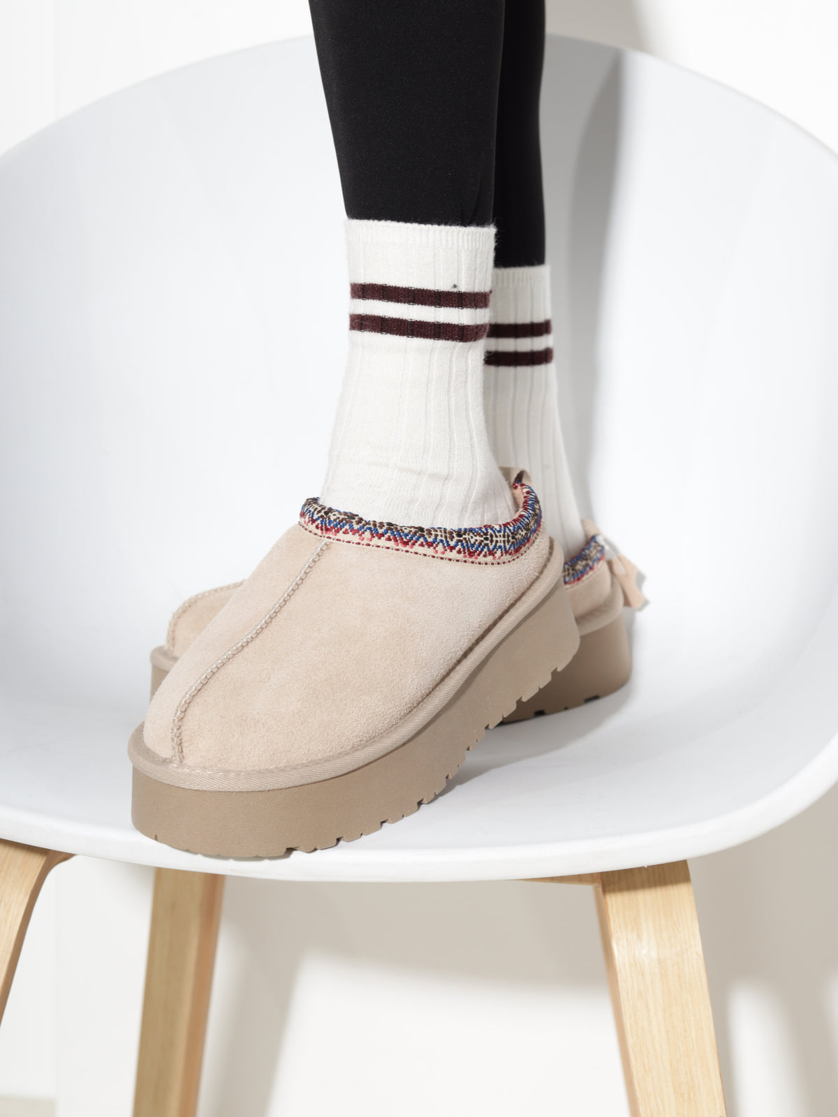 Bēši ar vaļēju papēdi, d/zā , UGG' tipa apavi - 21197