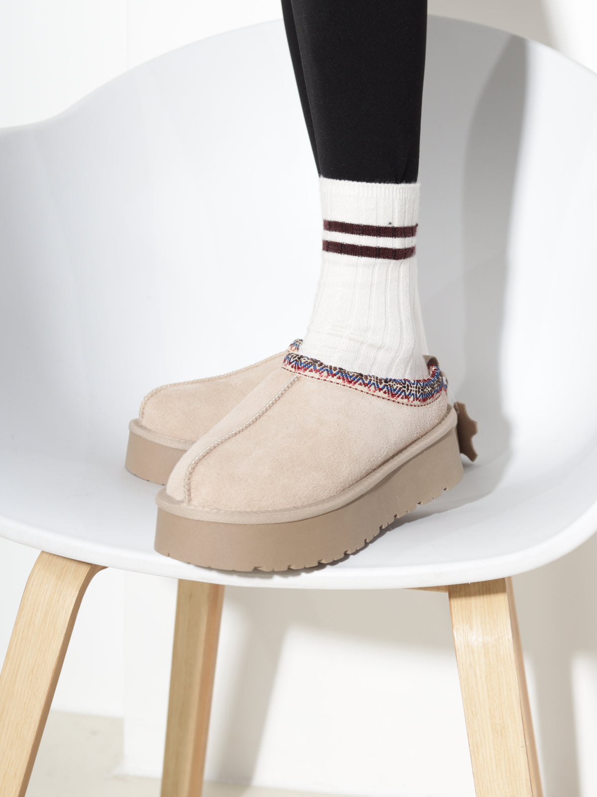 Bēši ar vaļēju papēdi, d/zā , UGG' tipa apavi - 21197