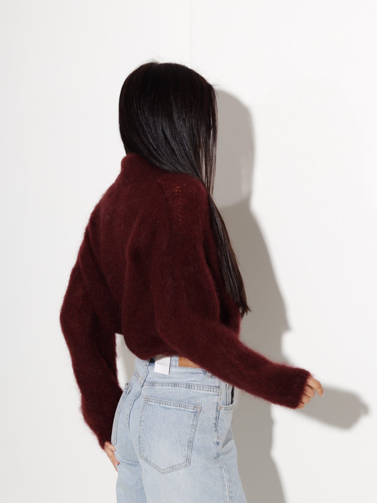 Bordo mohēras jaka ar rāvējslēdzēju - 21528