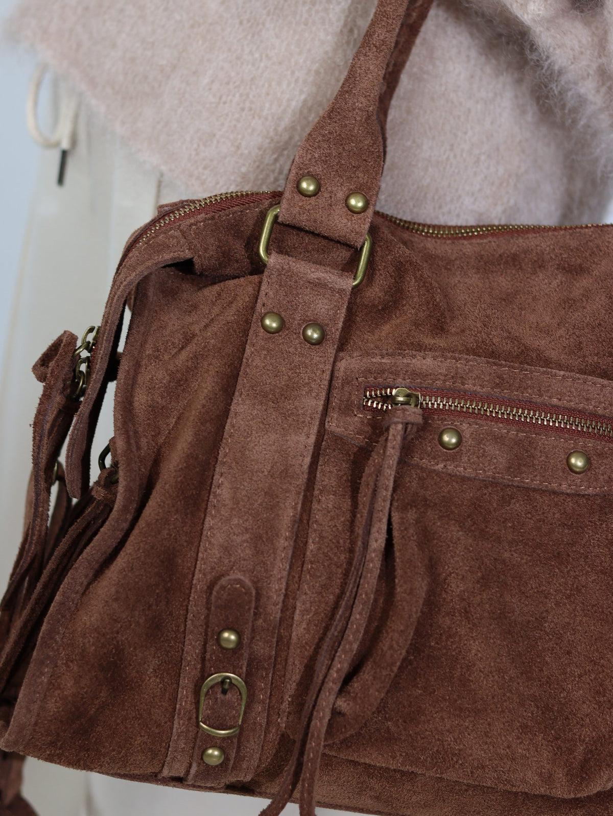 Camel/brūna "Maxi Vintage" zamšādas soma - 16940