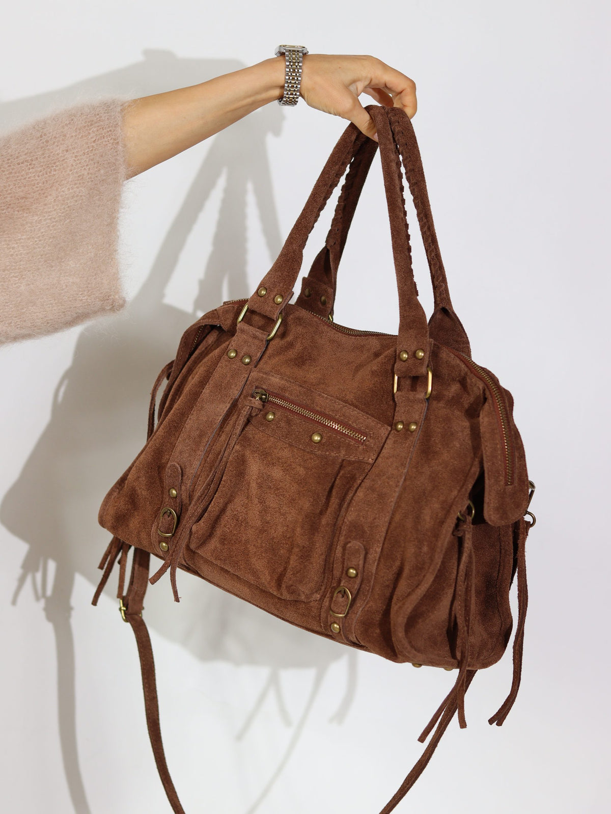 Camel/brūna "Maxi Vintage" zamšādas soma - 16940