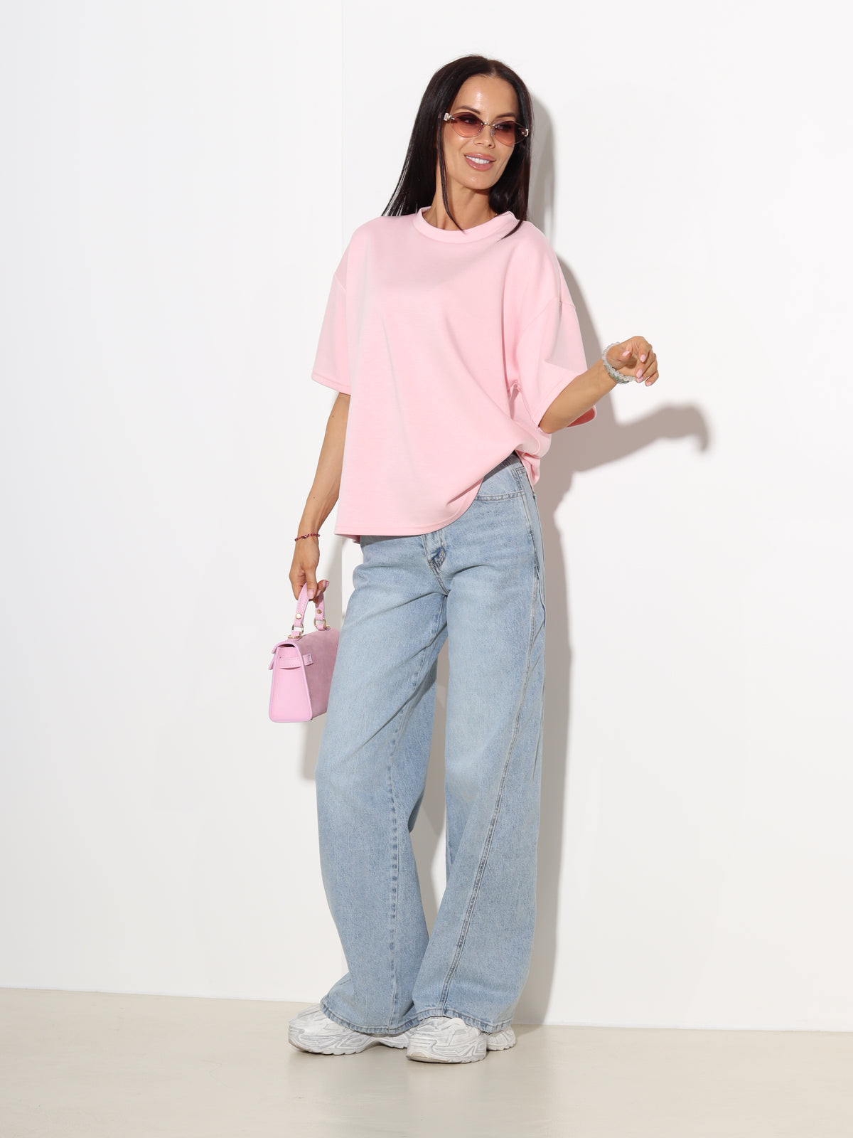 Rozā 'over size' mīksta auduma tops  - 19303