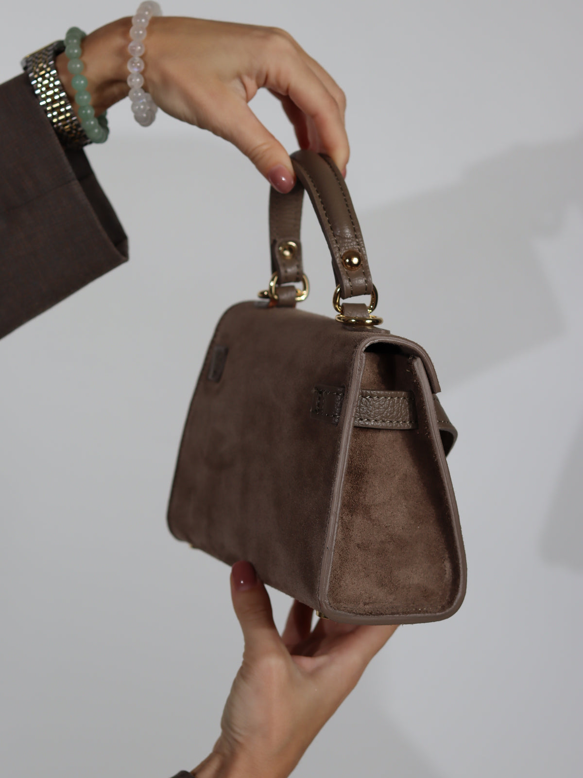 Taupe zamšādas soma "Mini klasika" - 16935