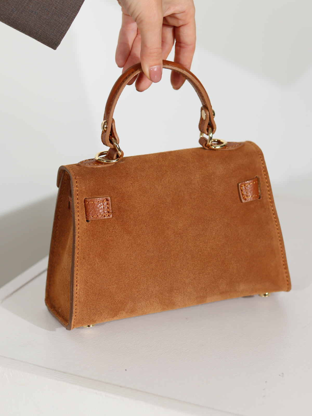 Camel/brūna , zamšādas soma "Mini klasika" - 16932