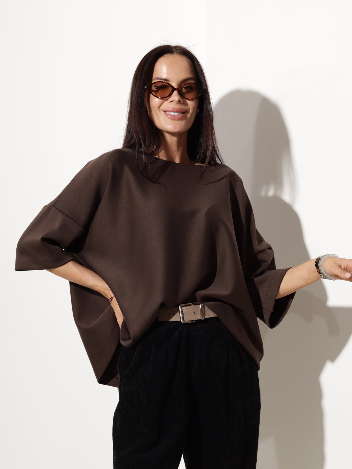 Brūns oversize tipa tops- 20612