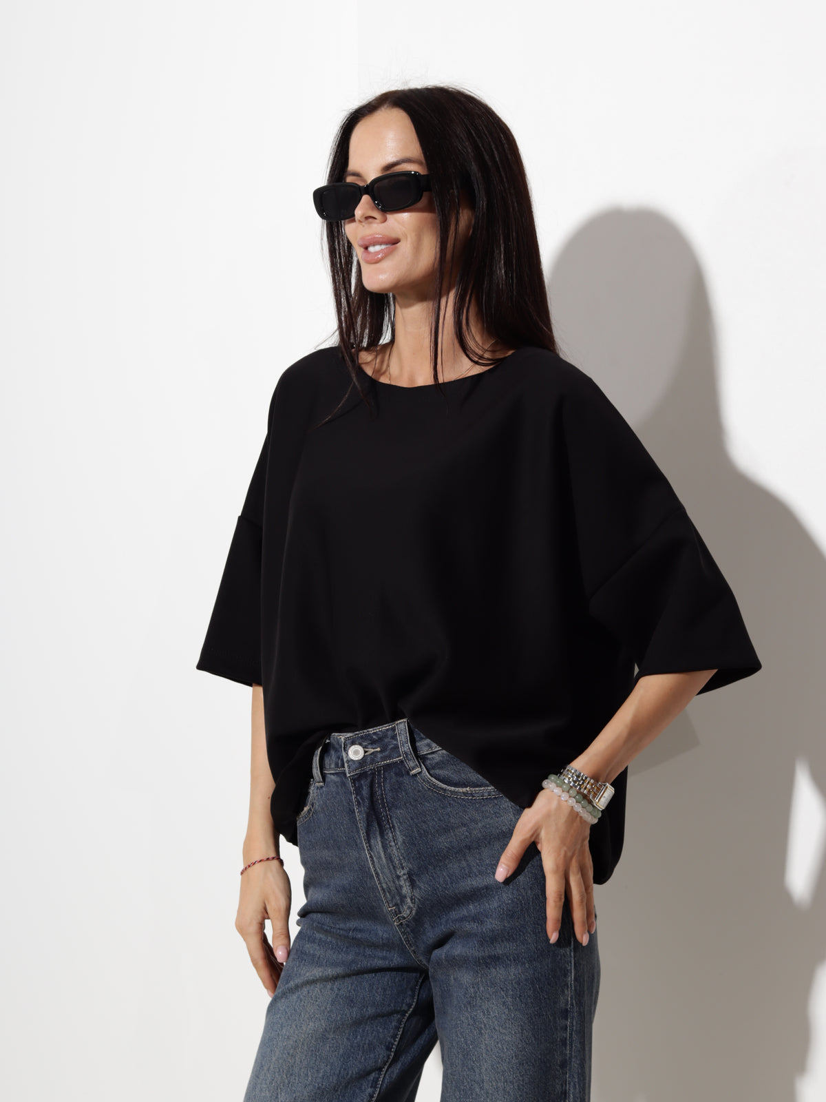 Melns oversize tipa tops- 20611