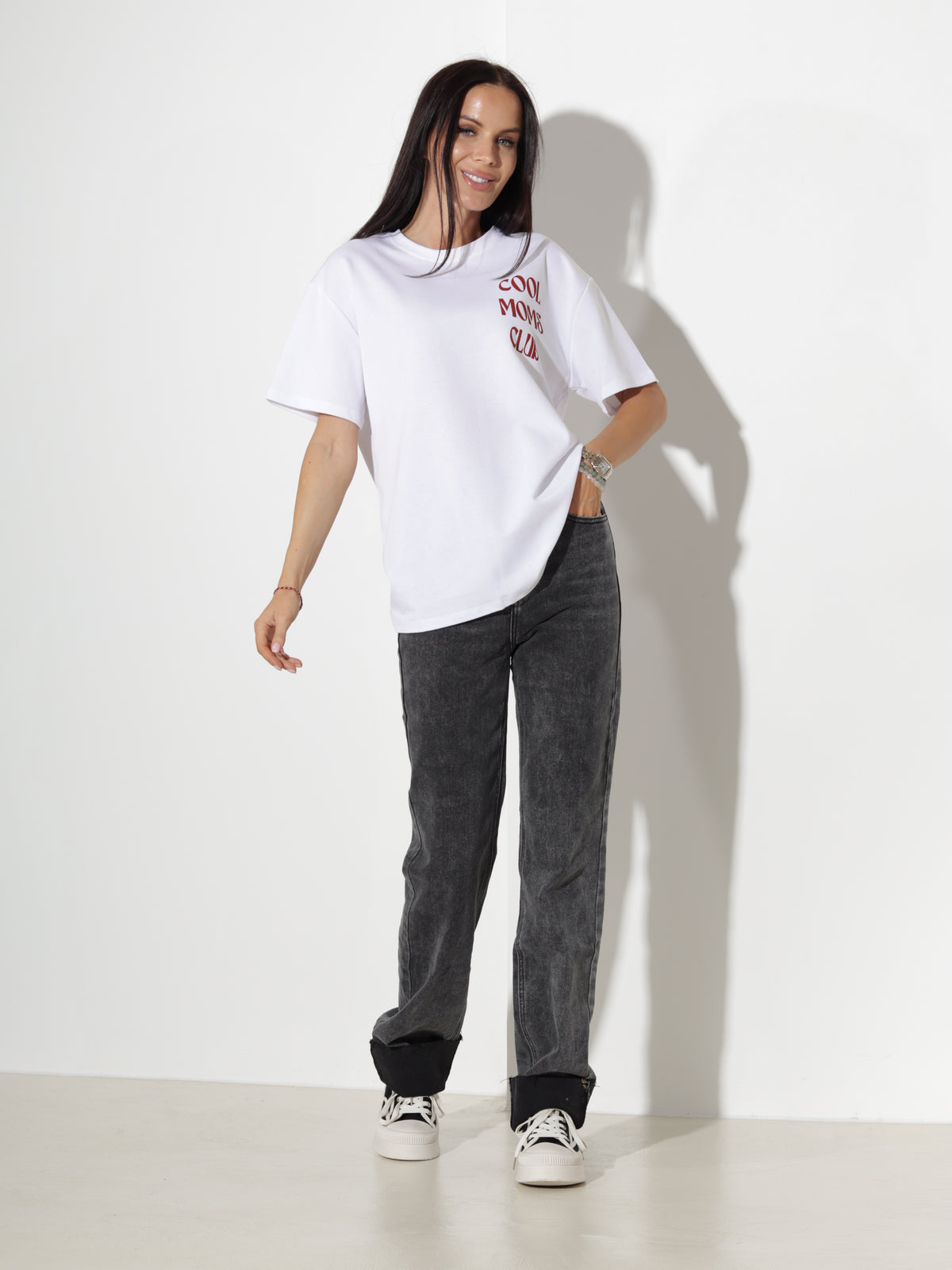 Balts T-krekls / tops "Cool moms club" - 20339