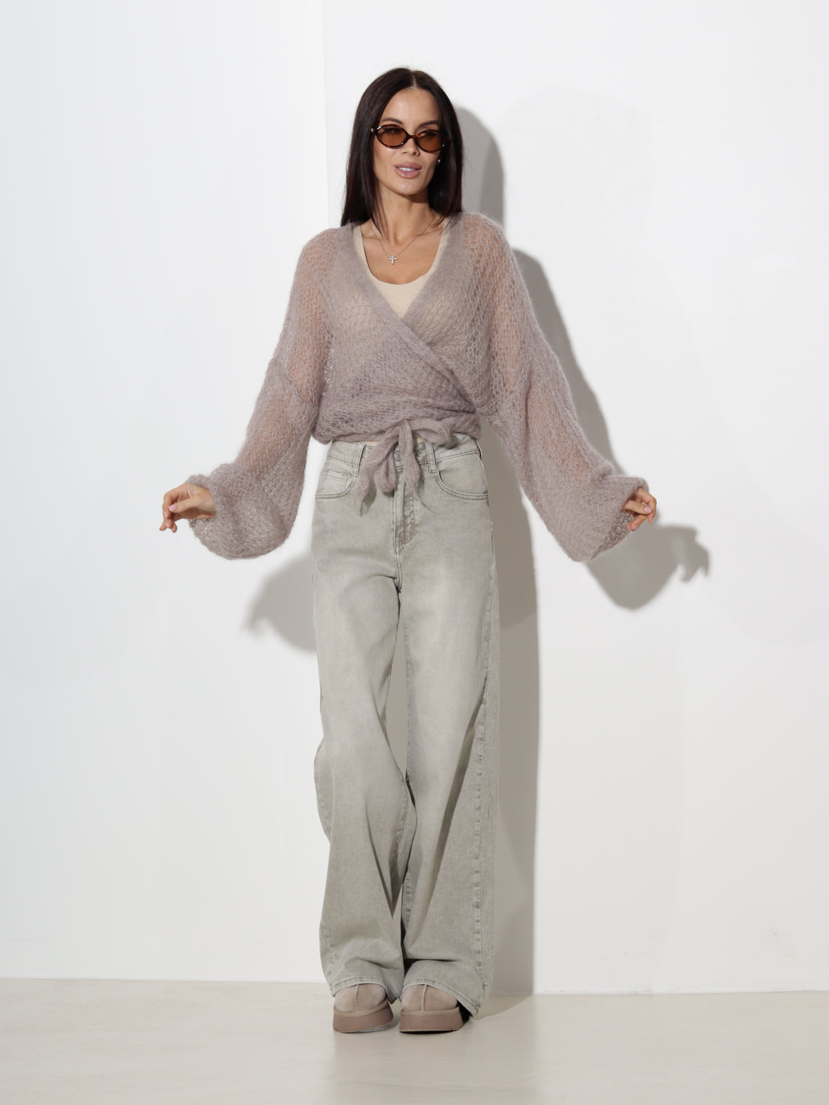 Taupe jaka, mohēra 'Wrap efekta' - 21400