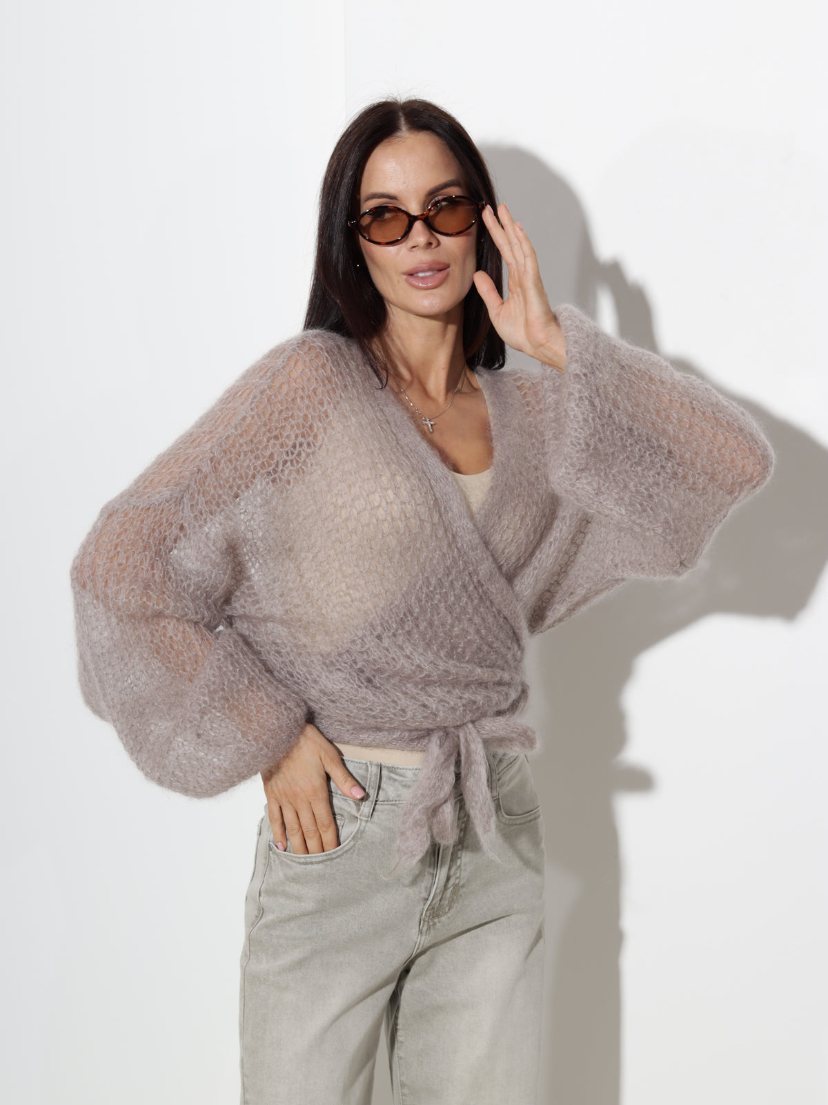 Taupe jaka, mohēra 'Wrap efekta' - 21400