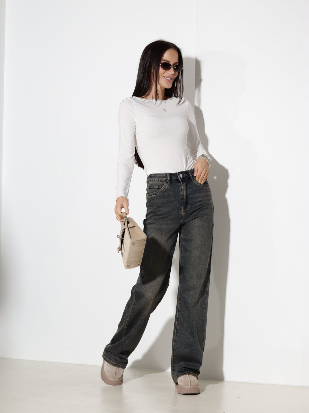 T. zilas+zaļganas džinsu bikses "Wide leg"- 21484