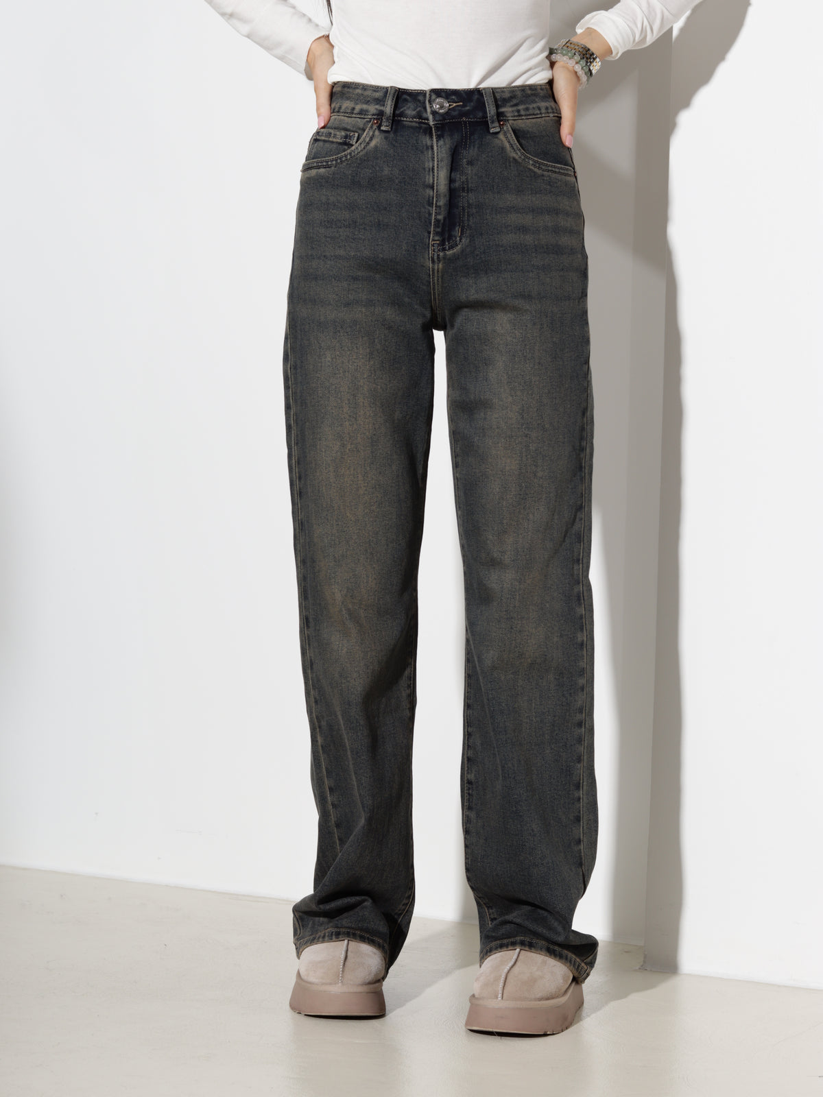 T. zilas+zaļganas džinsu bikses "Wide leg"- 21484