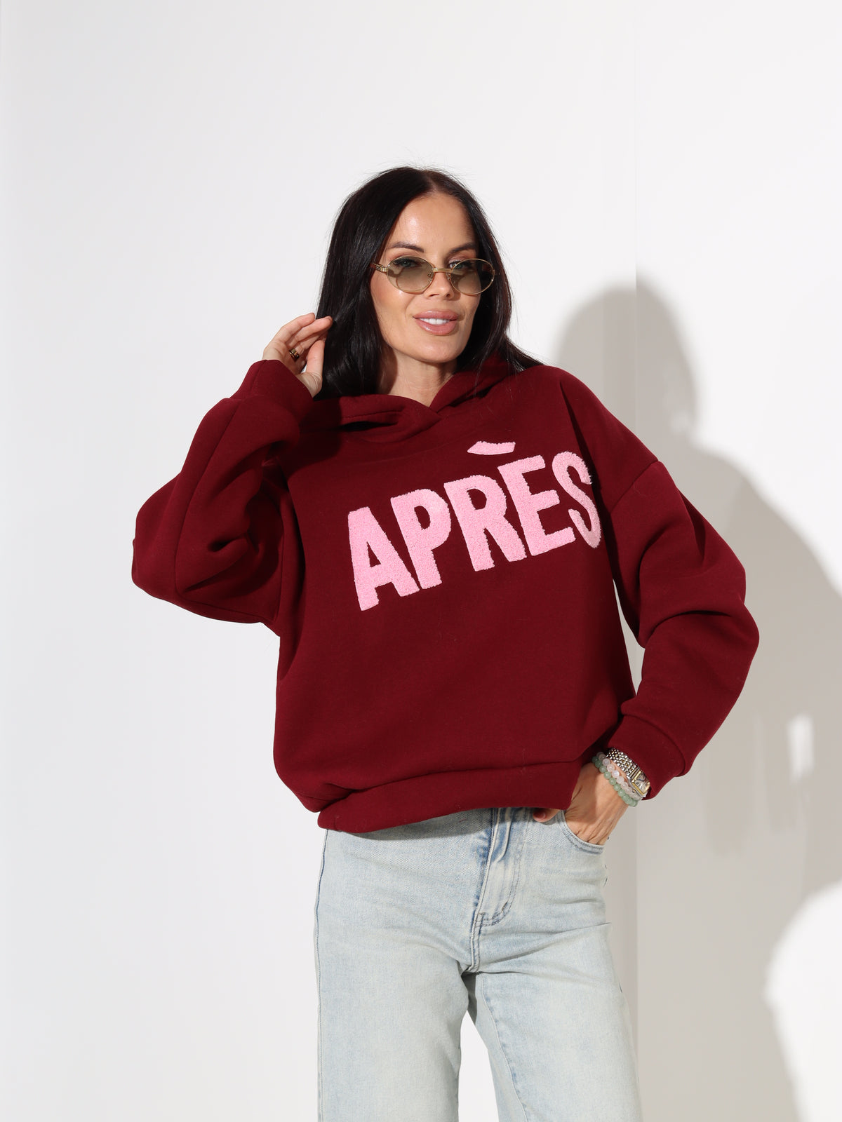Bordo džemperis/hūdijs "Aprēs" - 18035