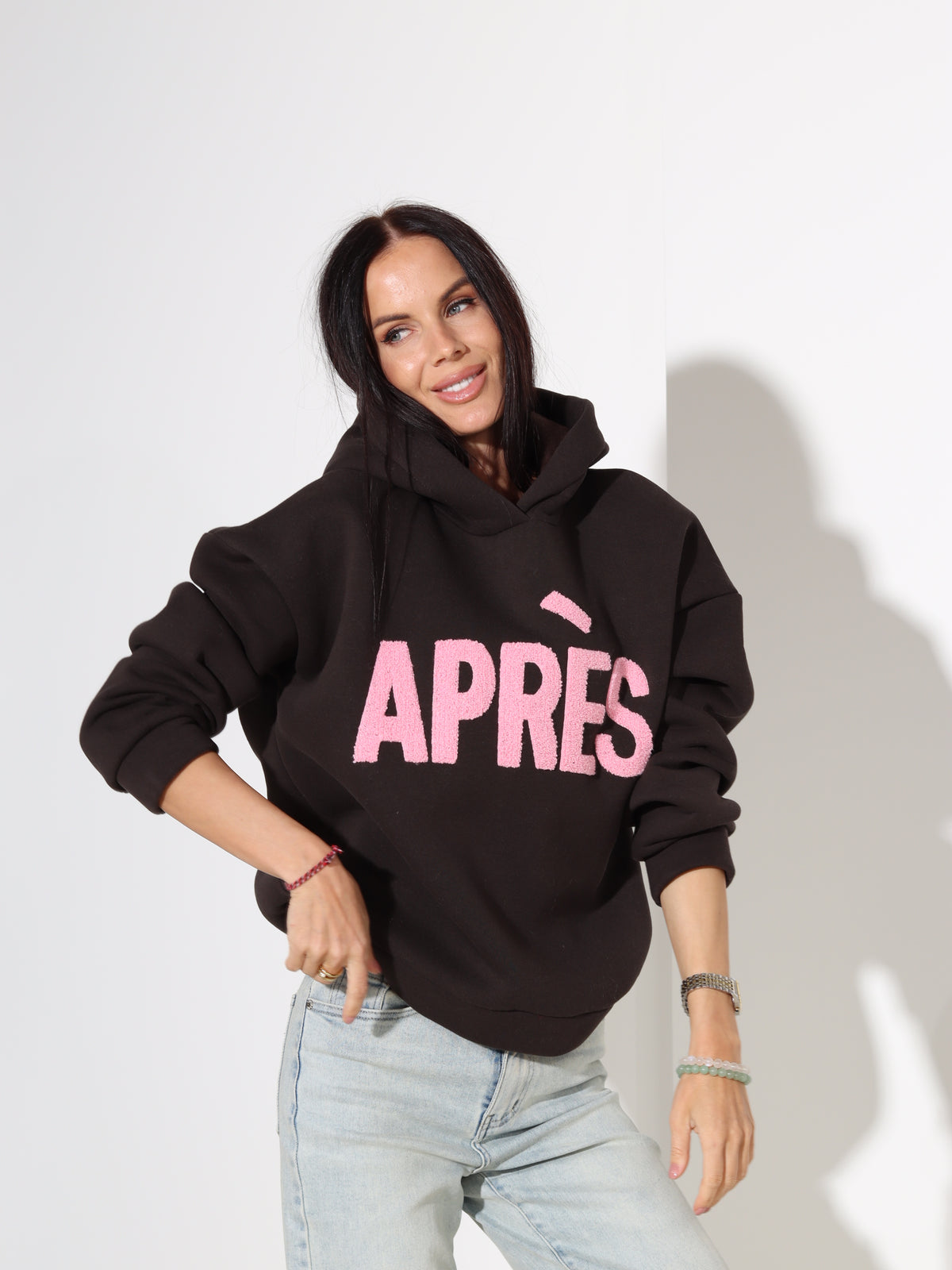 Brūns džemperis/hūdijs "Aprēs" - 18037