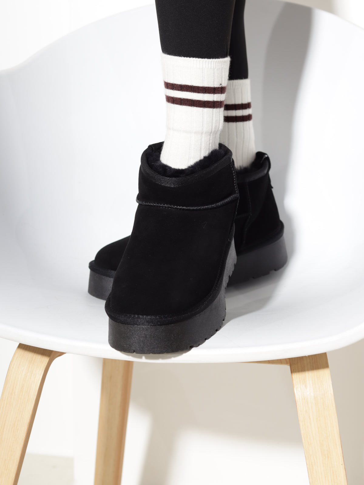Melni, d/zamšādas 'UGG' tipa zābaki  - 21201