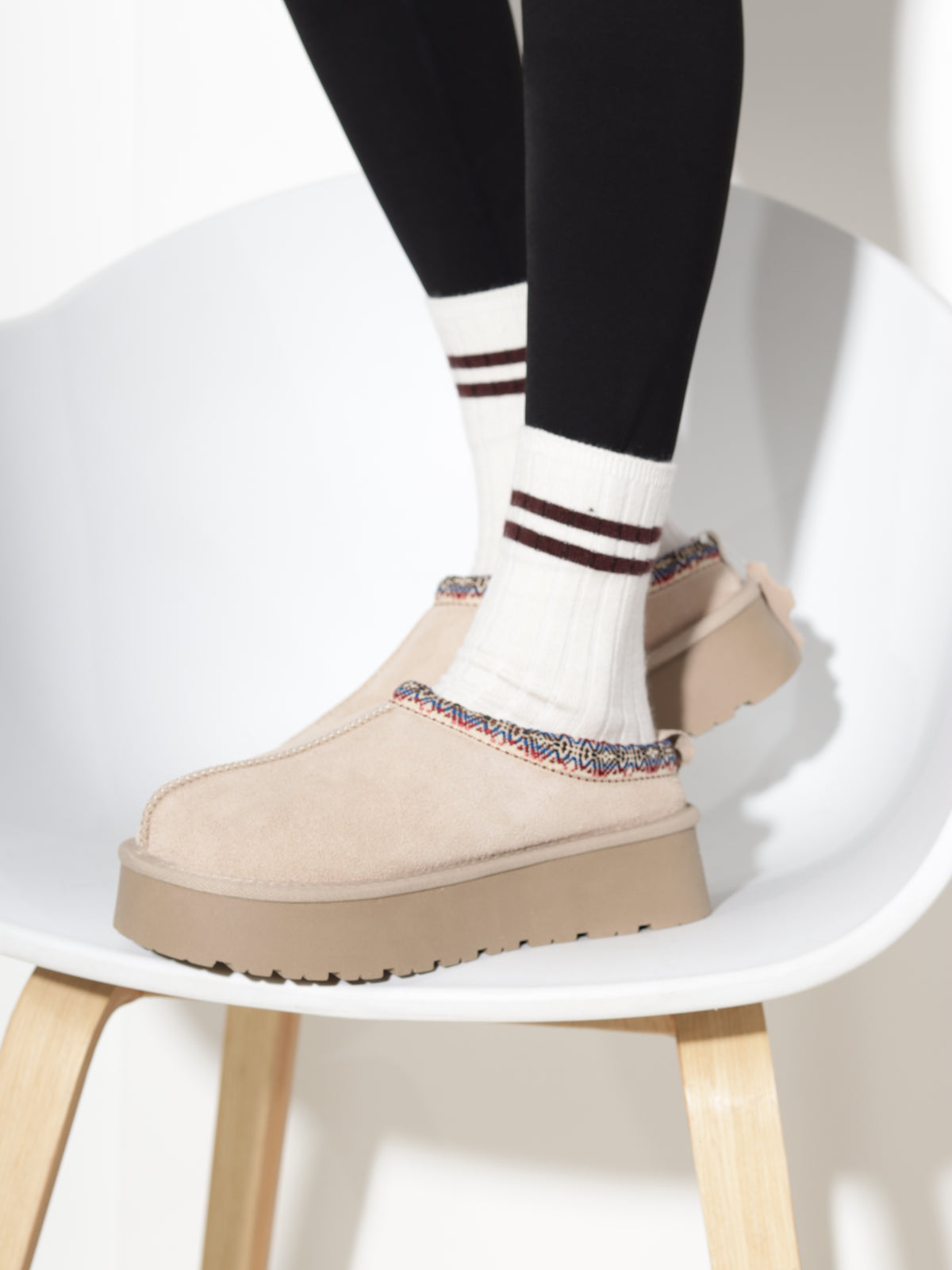 Bēši ar vaļēju papēdi, d/zā , UGG' tipa apavi - 21197