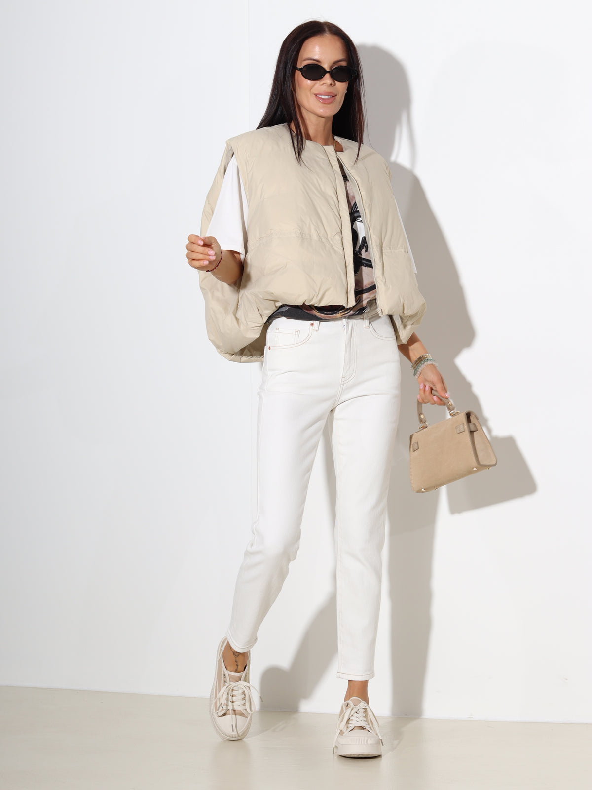 Bēša oversize dūnu veste - 20236