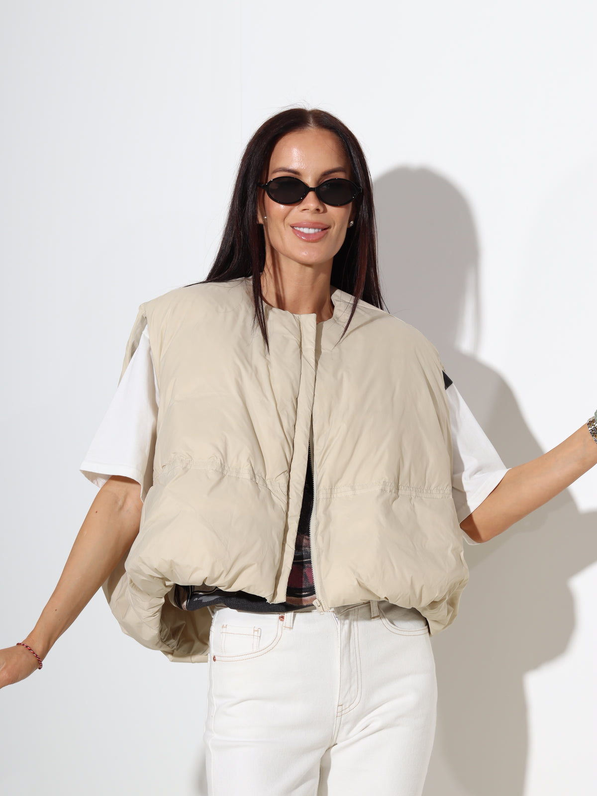 Bēša oversize dūnu veste - 20236