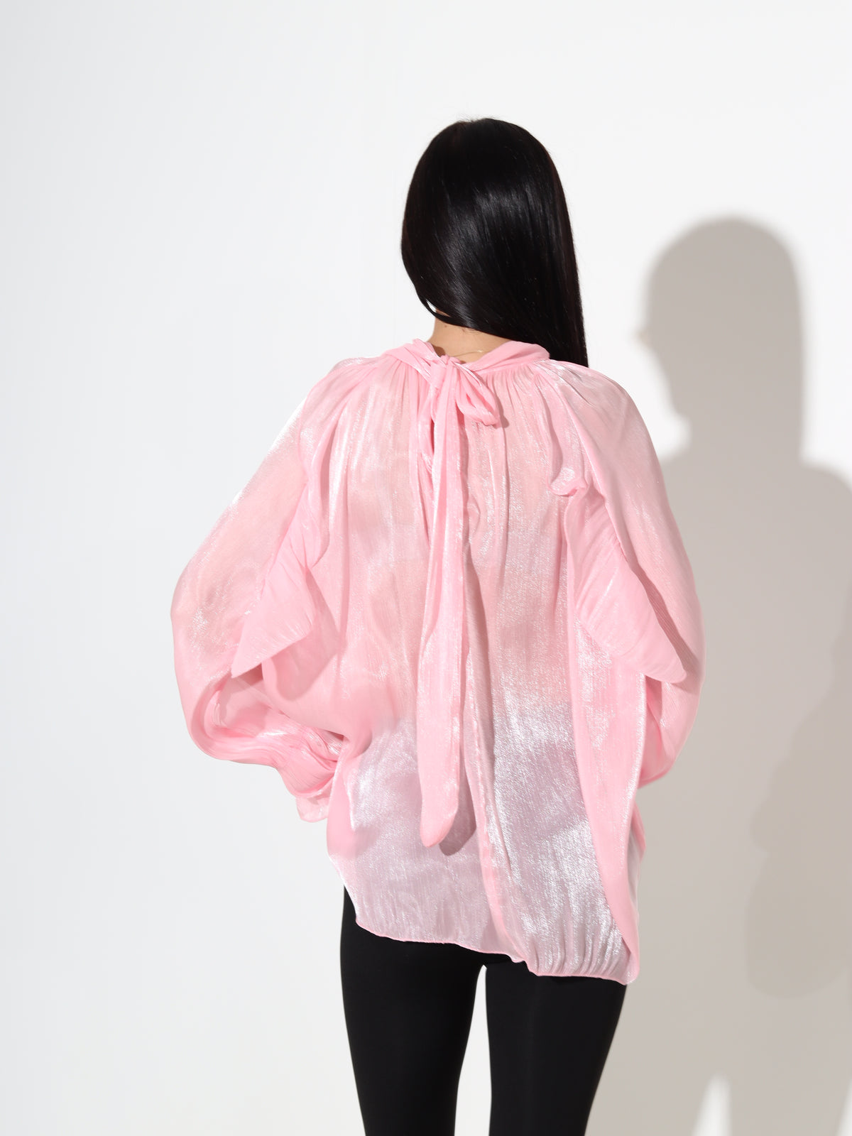 Rozā organza auduma blūze - 18073
