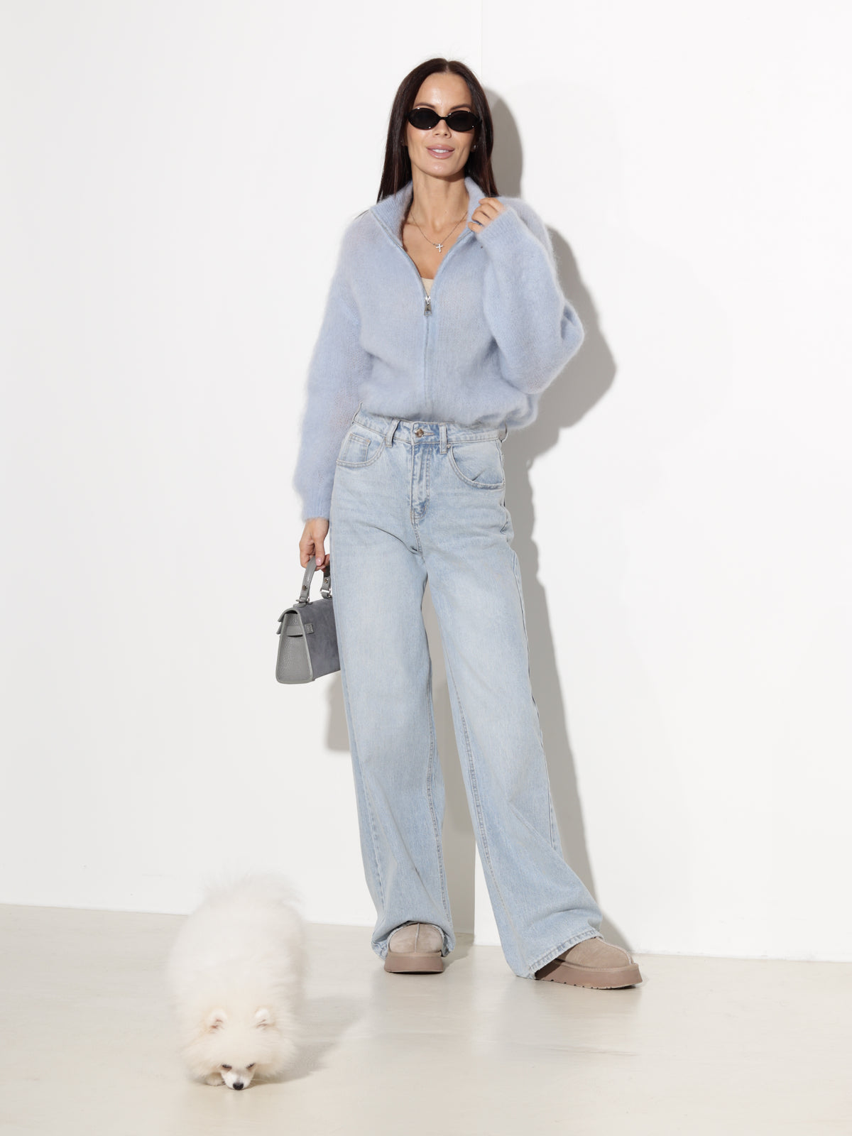 Baby blue mohēras jaka ar rāvējslēdzēju - 21512